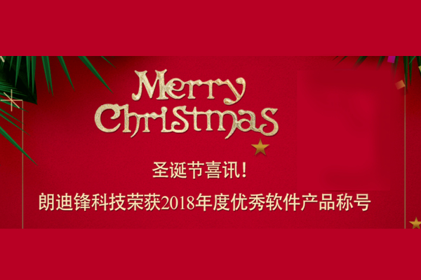 圣诞节喜讯！朗迪锋科技荣获2018年度优秀软件产品称号